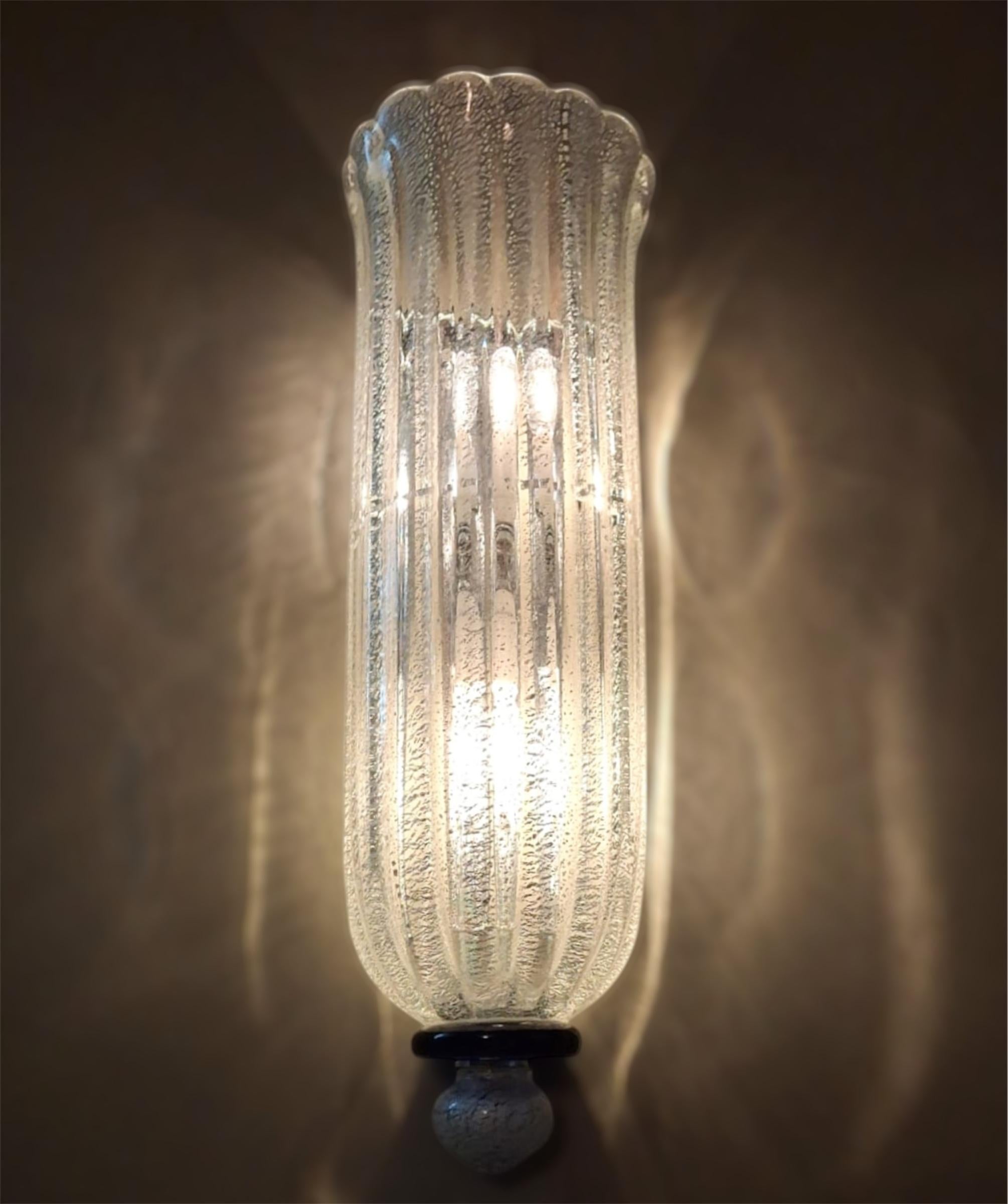 Paar silberne Murano-Wandleuchter von Seguso im Angebot 1