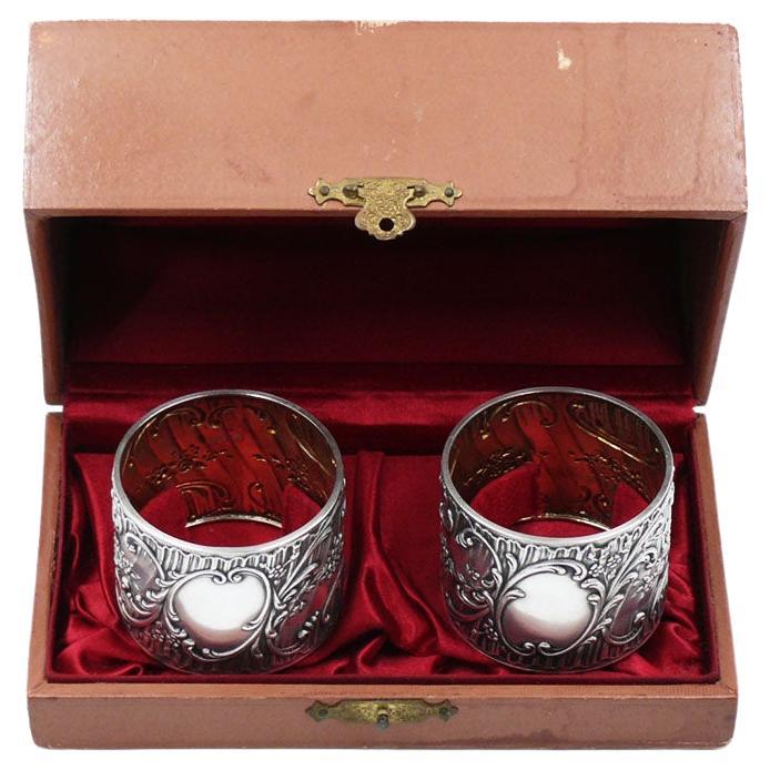 Pareja de servilleteros de plata