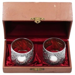 Pareja de servilleteros de plata