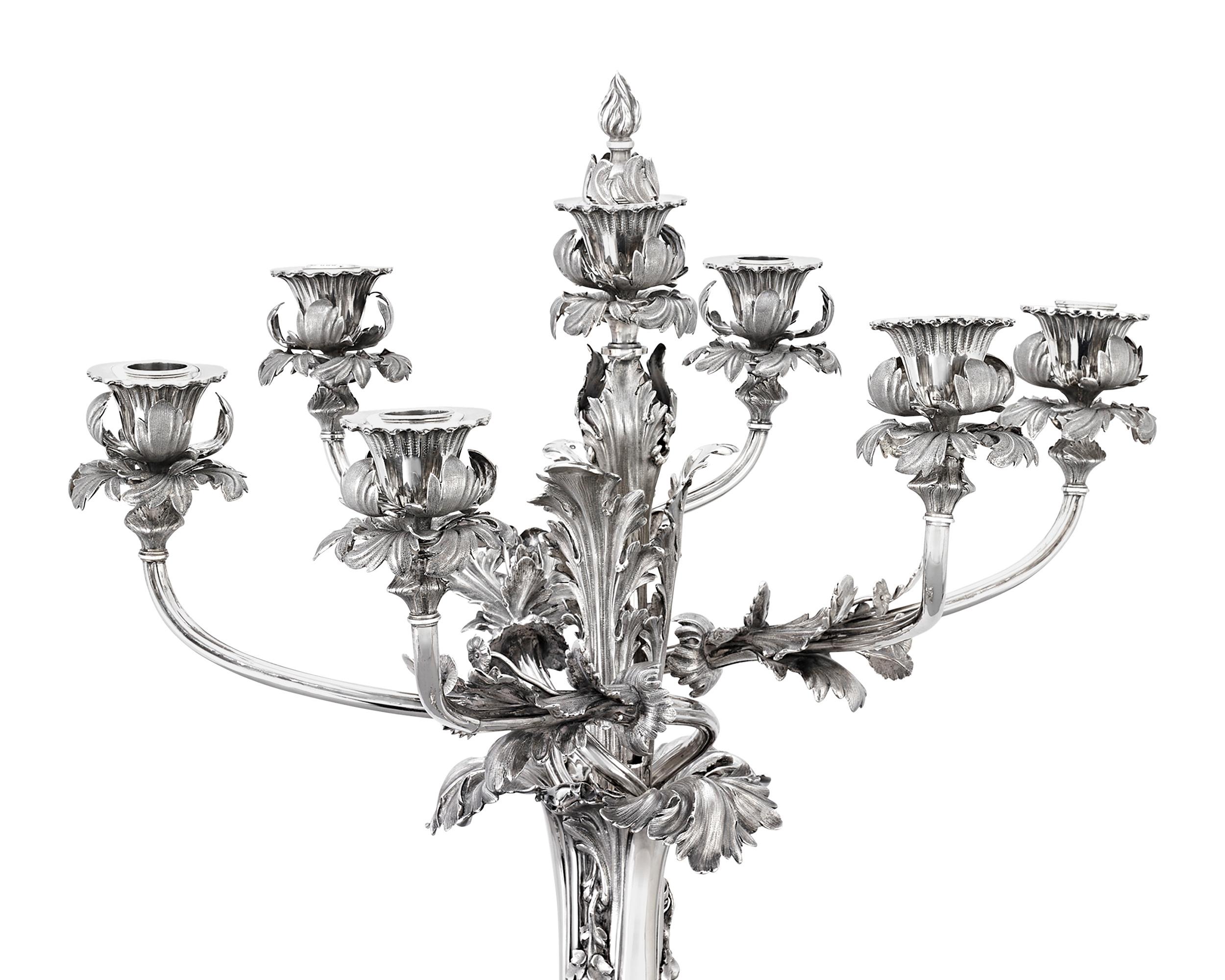English Pair of Silver Neoclassical Candelabra by Robinson, Edkins & Aston