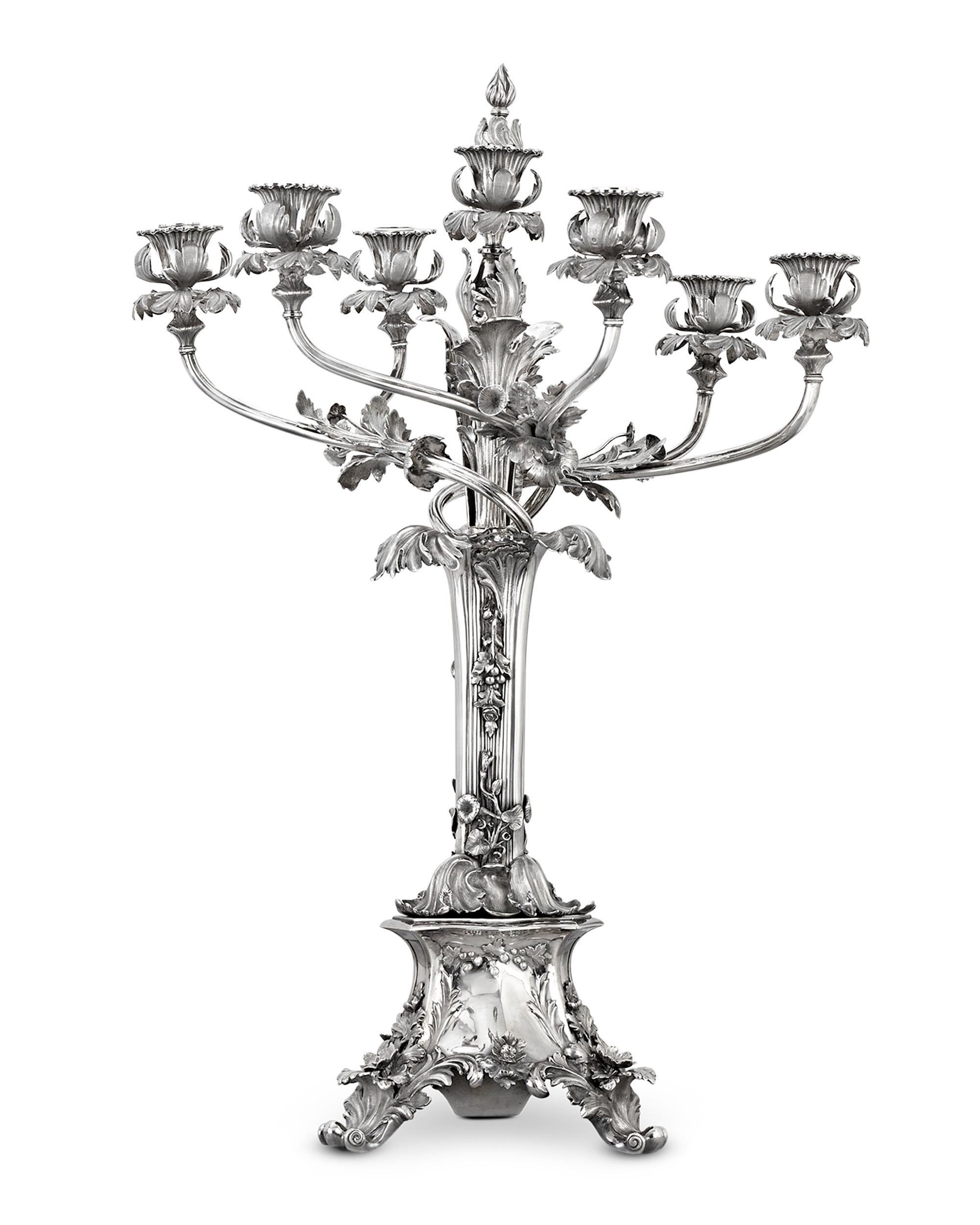 19th Century Pair of Silver Neoclassical Candelabra by Robinson, Edkins & Aston