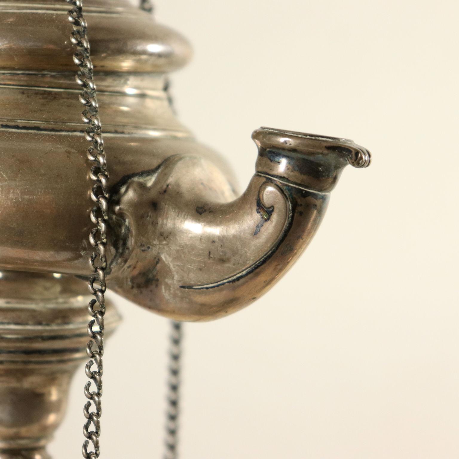 Other Pair of Silver Oil Lamps, Italy, 18th Century