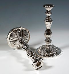 Pareja de candelabros vieneses antiguos de plata Biedermeier 13 Lote, alrededor de 1851