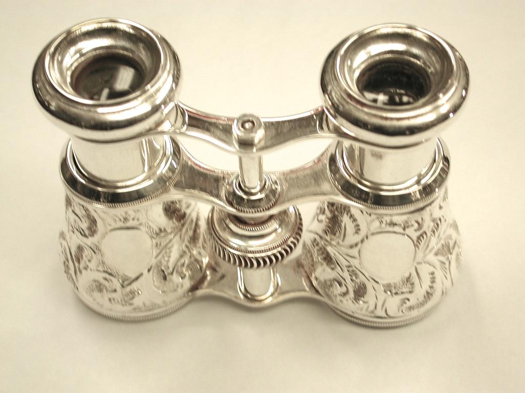 English Pair of Silver Opera Glasses with Silver Plated Fittings, Dated 1893