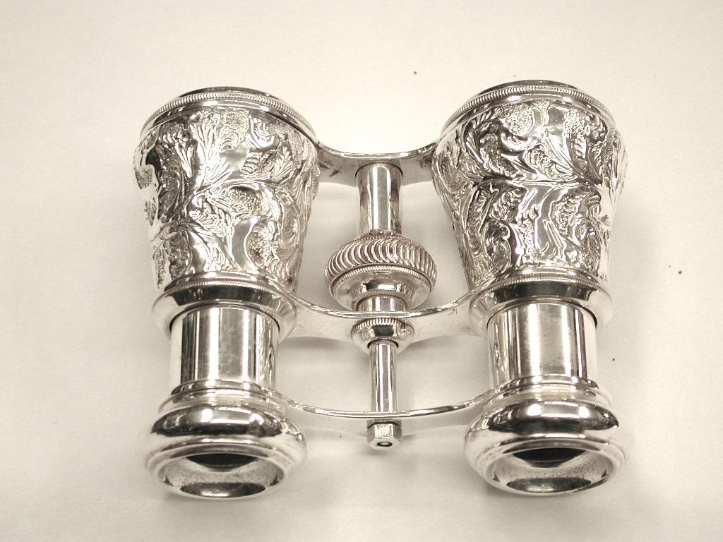 Late 19th Century Pair of Silver Opera Glasses with Silver Plated Fittings, Dated 1893