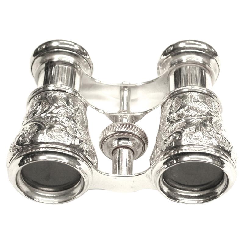Pair of Silver Opera Glasses with Silver Plated Fittings, Dated 1893