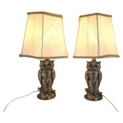 Pair of silver Owl Lamps by Loevsky & Loevsky, 1960s