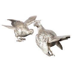 Vintage Pair of Silver Pheasants, 1973