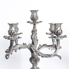 Pair of Silver Plate Candelabras Signed Christofle, France, Early 20th Century