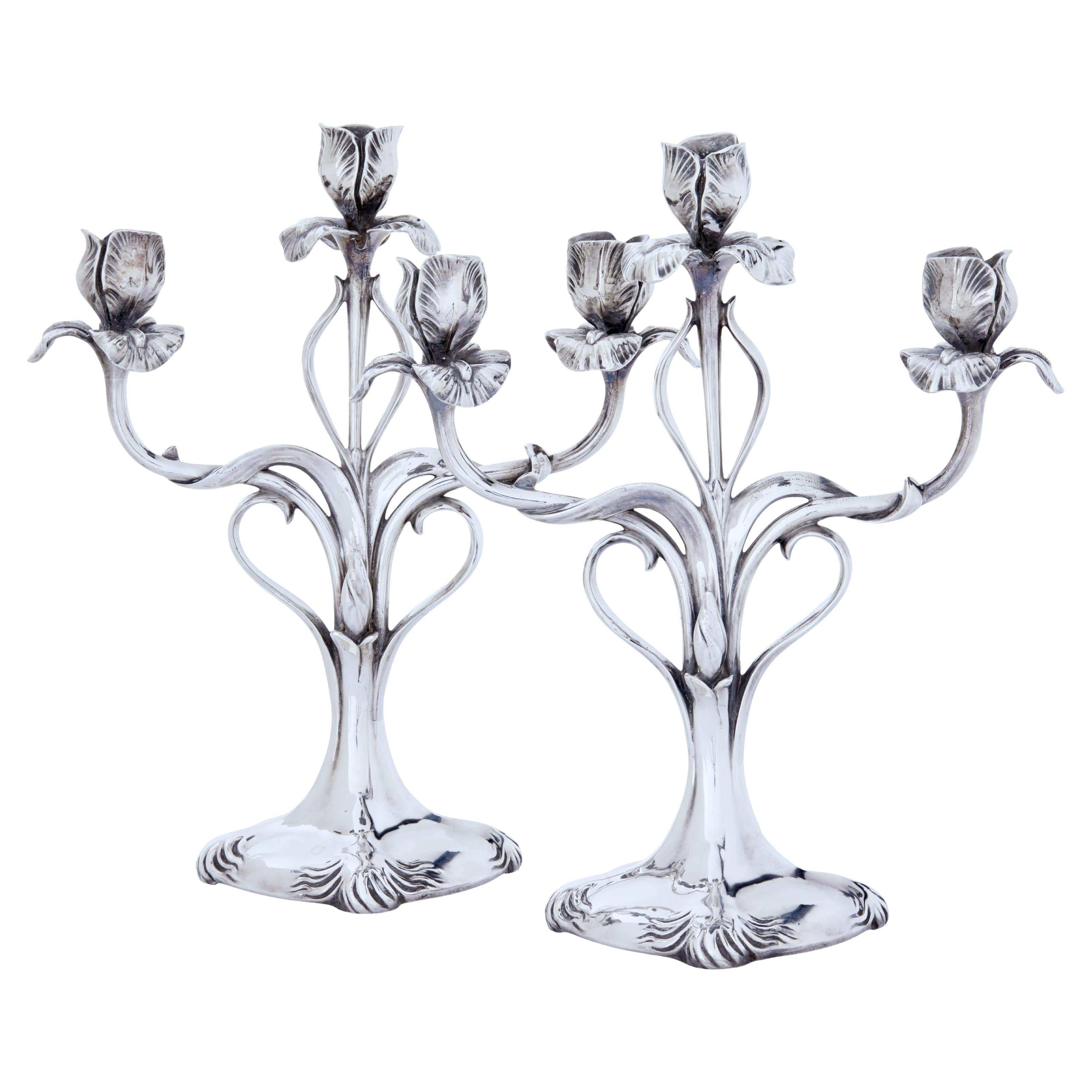 Christofle Christofle Silver Plated Candelabra Twin Branch Candlestick Candle Holder 