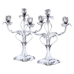 Pair of Silver Plate Candlesticks by Christofle