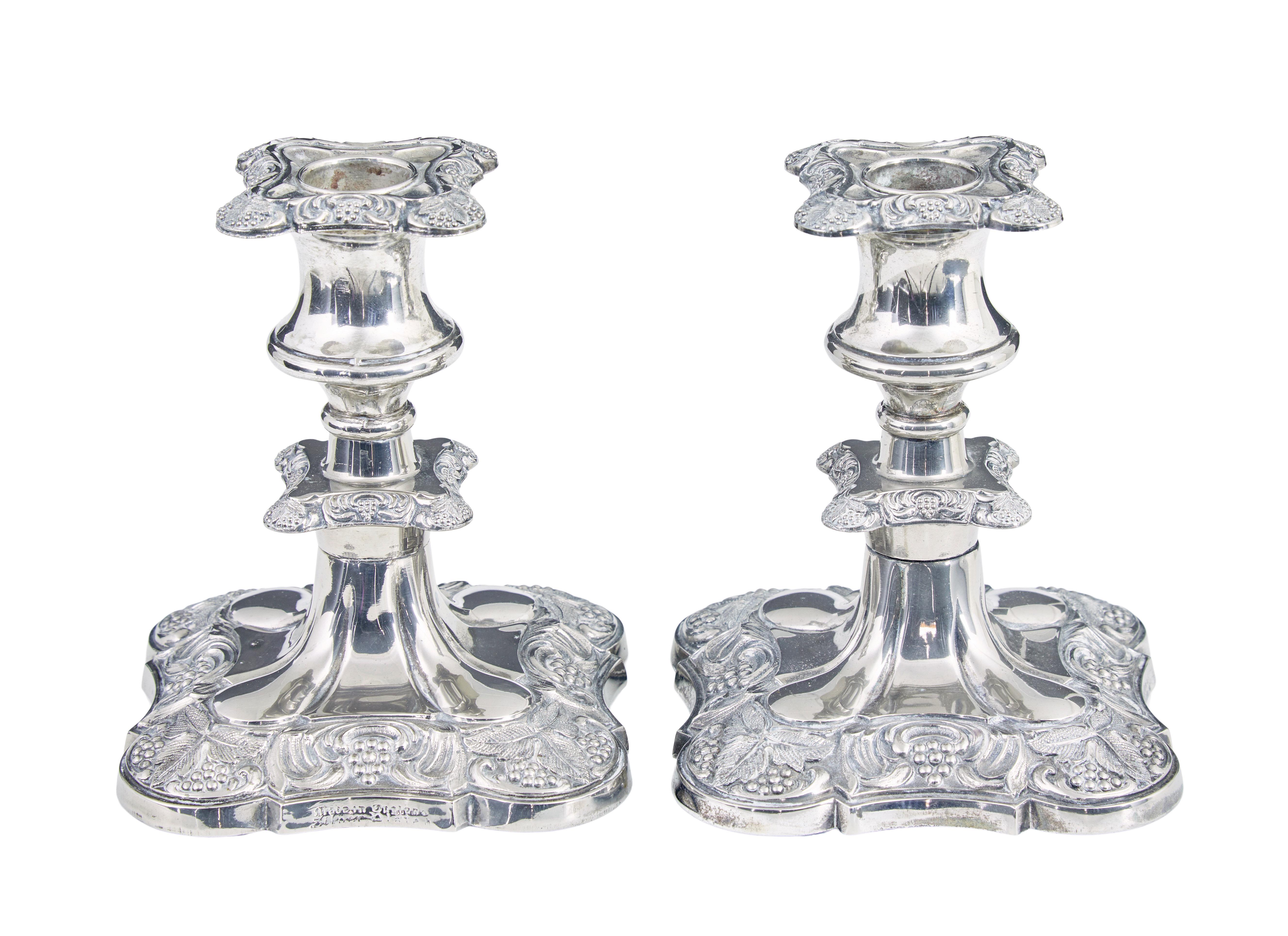Victorian Pair of silver plate candlesticks For Sale