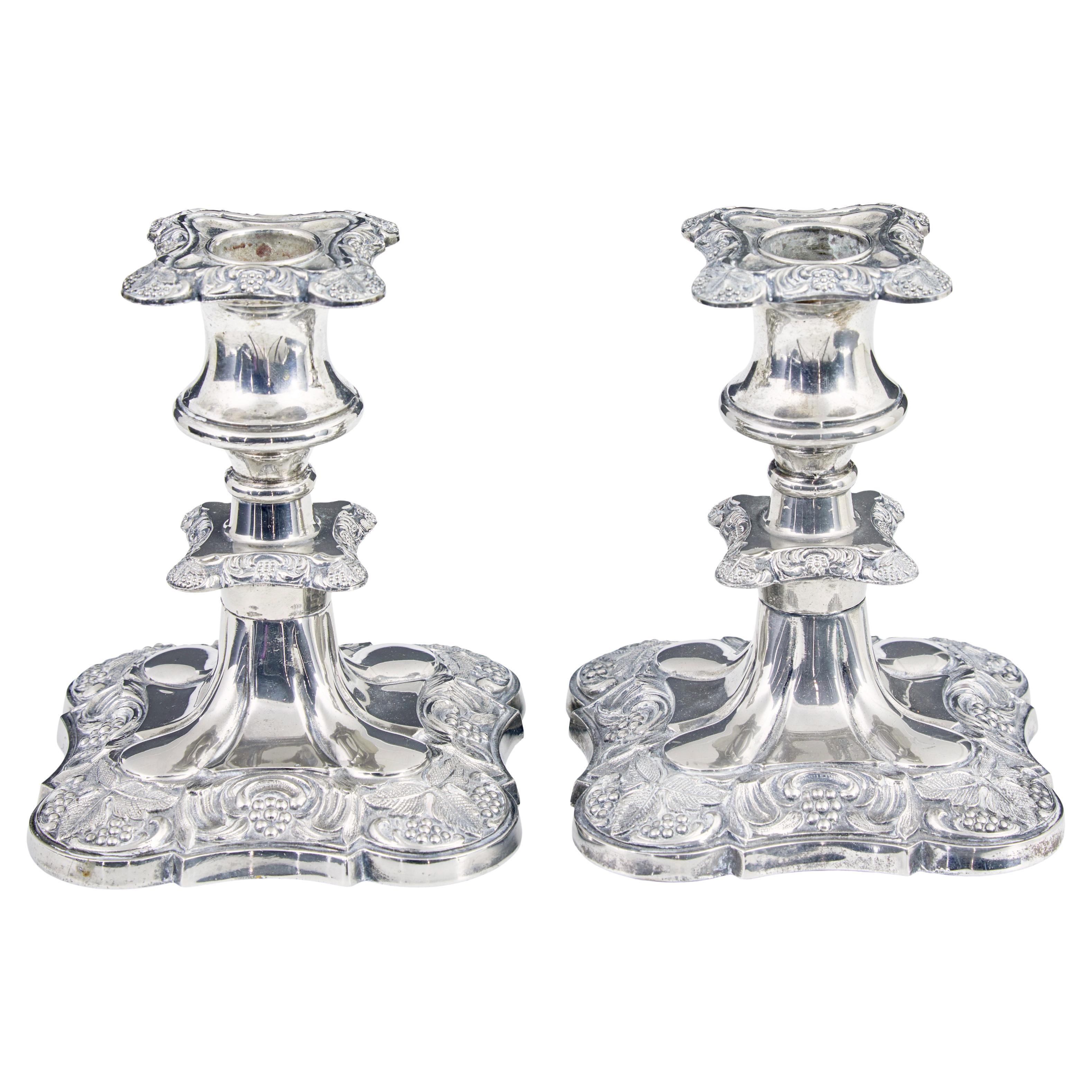 Pair of silver plate candlesticks
