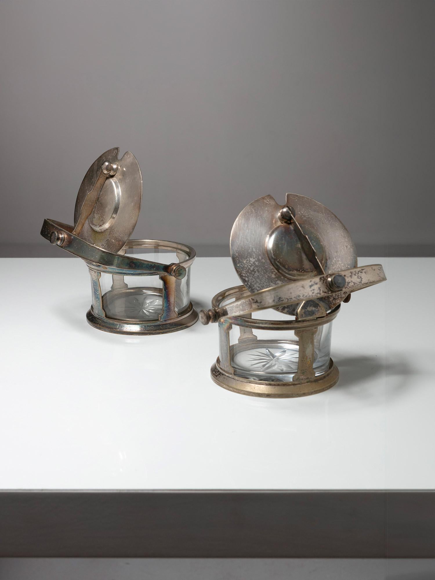 Pareja de queseras de plata de Gio Ponti para Calderoni, Italia, años 40 en Bueno estado para la venta en Milan, IT