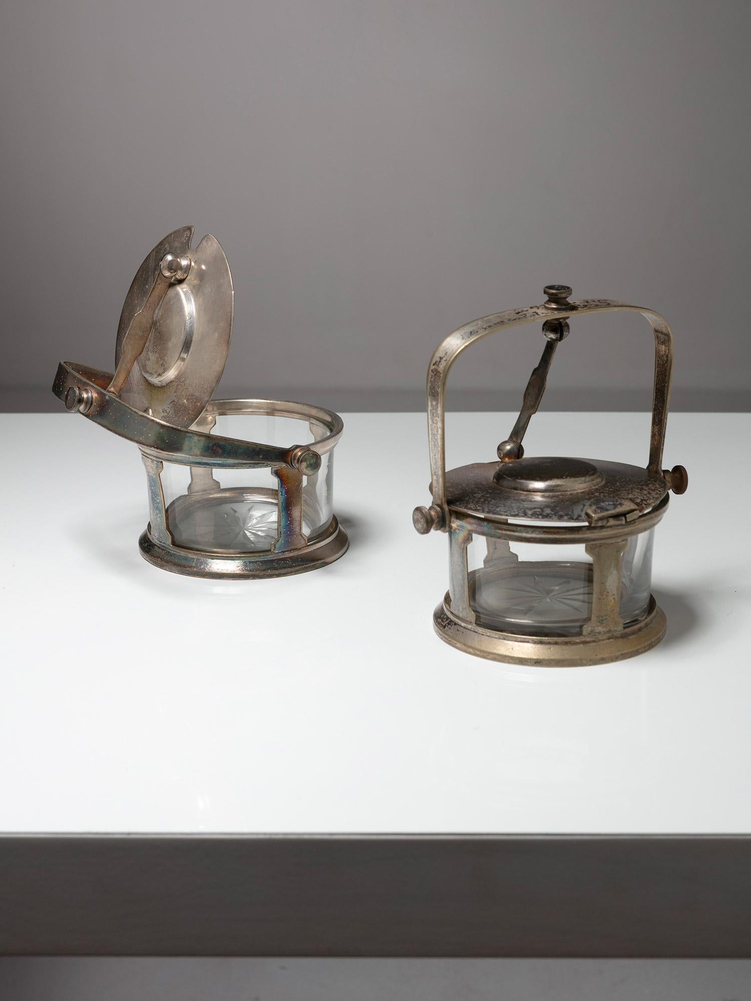 Pareja de queseras de plata de Gio Ponti para Calderoni, Italia, años 40 mediados del siglo XX en venta
