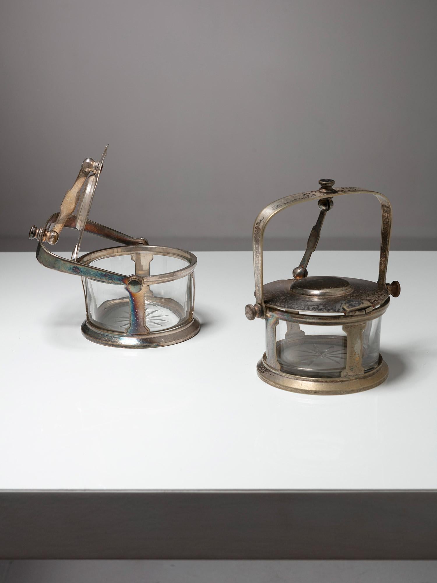 Pareja de queseras de plata de Gio Ponti para Calderoni, Italia, años 40 Chapado en plata en venta
