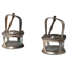 Pareja de queseras de plata de Gio Ponti para Calderoni, Italia, años 40