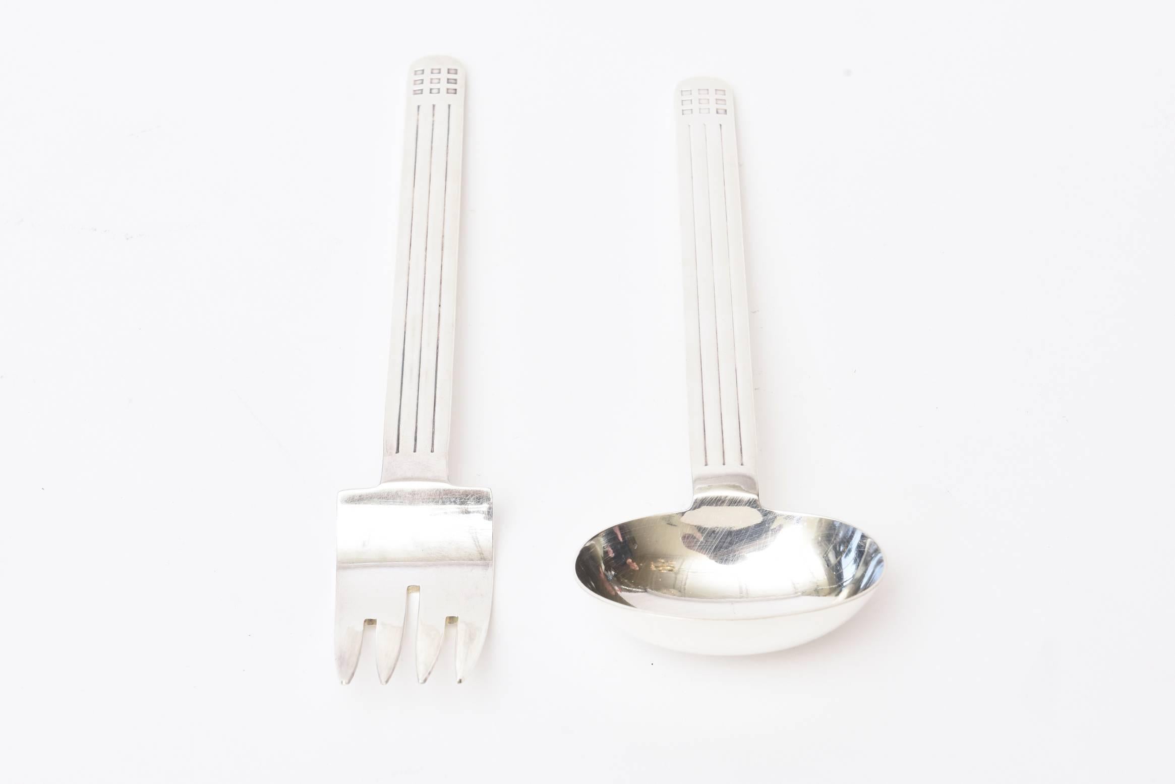 American Silver-Plate Modern Fork and Spoon Richard Meier for Swid Powell Serving Pieces