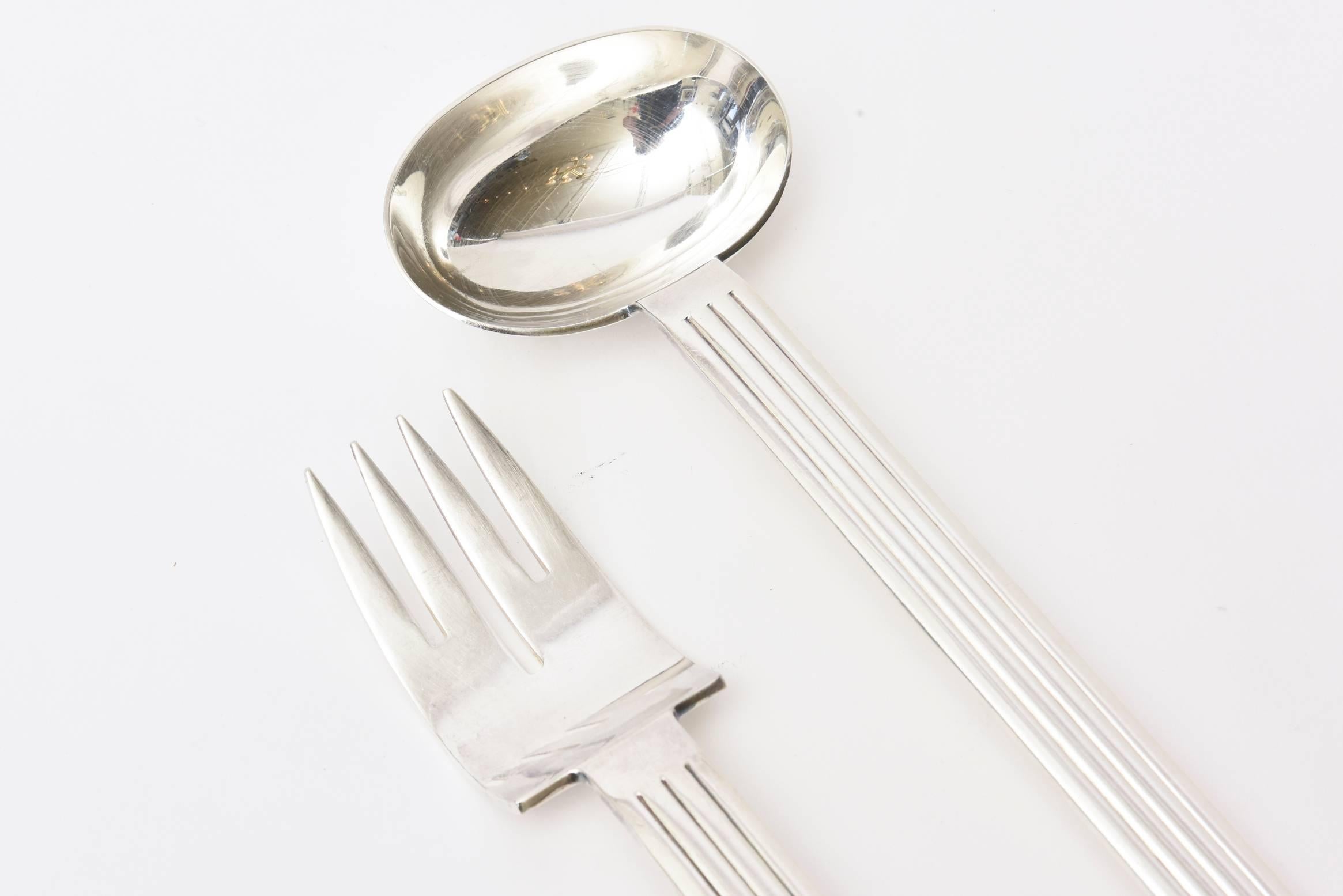 Silver-Plate Modern Fork and Spoon Richard Meier for Swid Powell Serving Pieces 2
