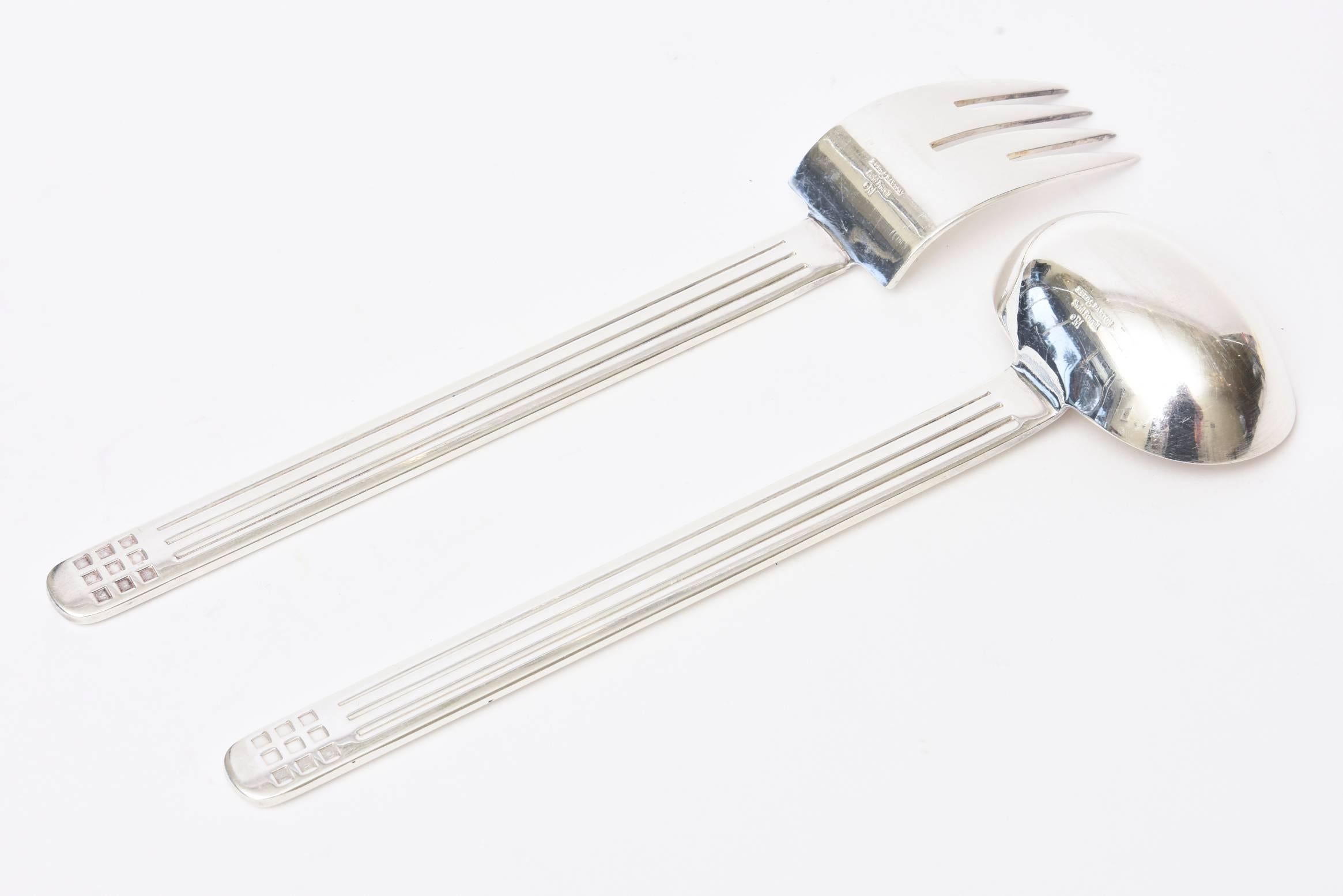 Silver-Plate Modern Fork and Spoon Richard Meier for Swid Powell Serving Pieces 3