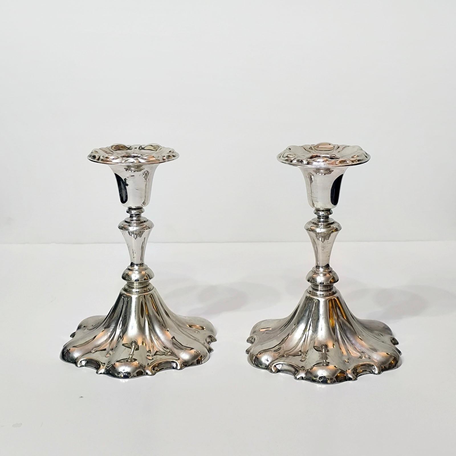 Coppia di portacandele Jugendstil in argento di Ystad-Metall In condizioni ottime in vendita a Bochum, NRW