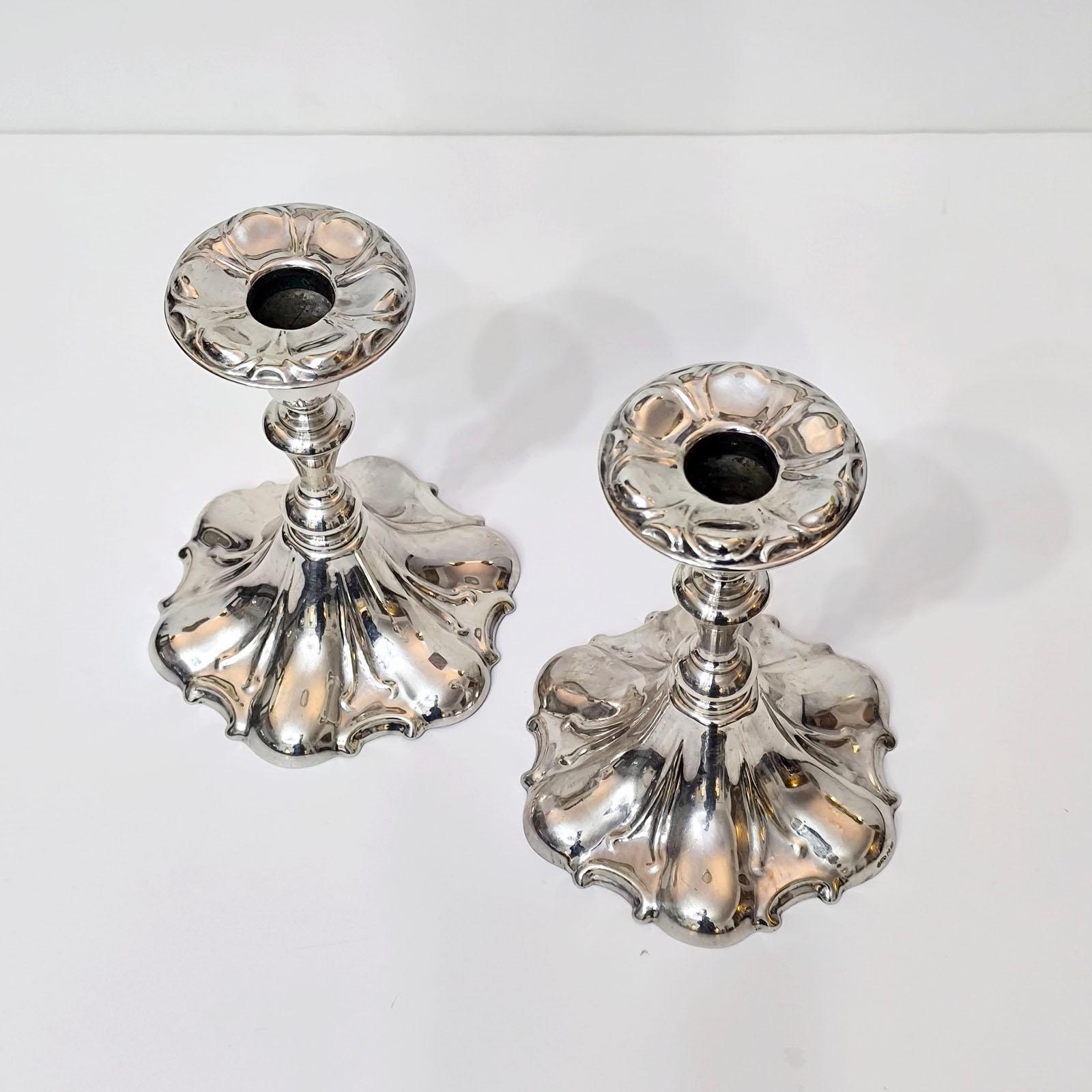 Placcato argento Coppia di portacandele Jugendstil in argento di Ystad-Metall in vendita