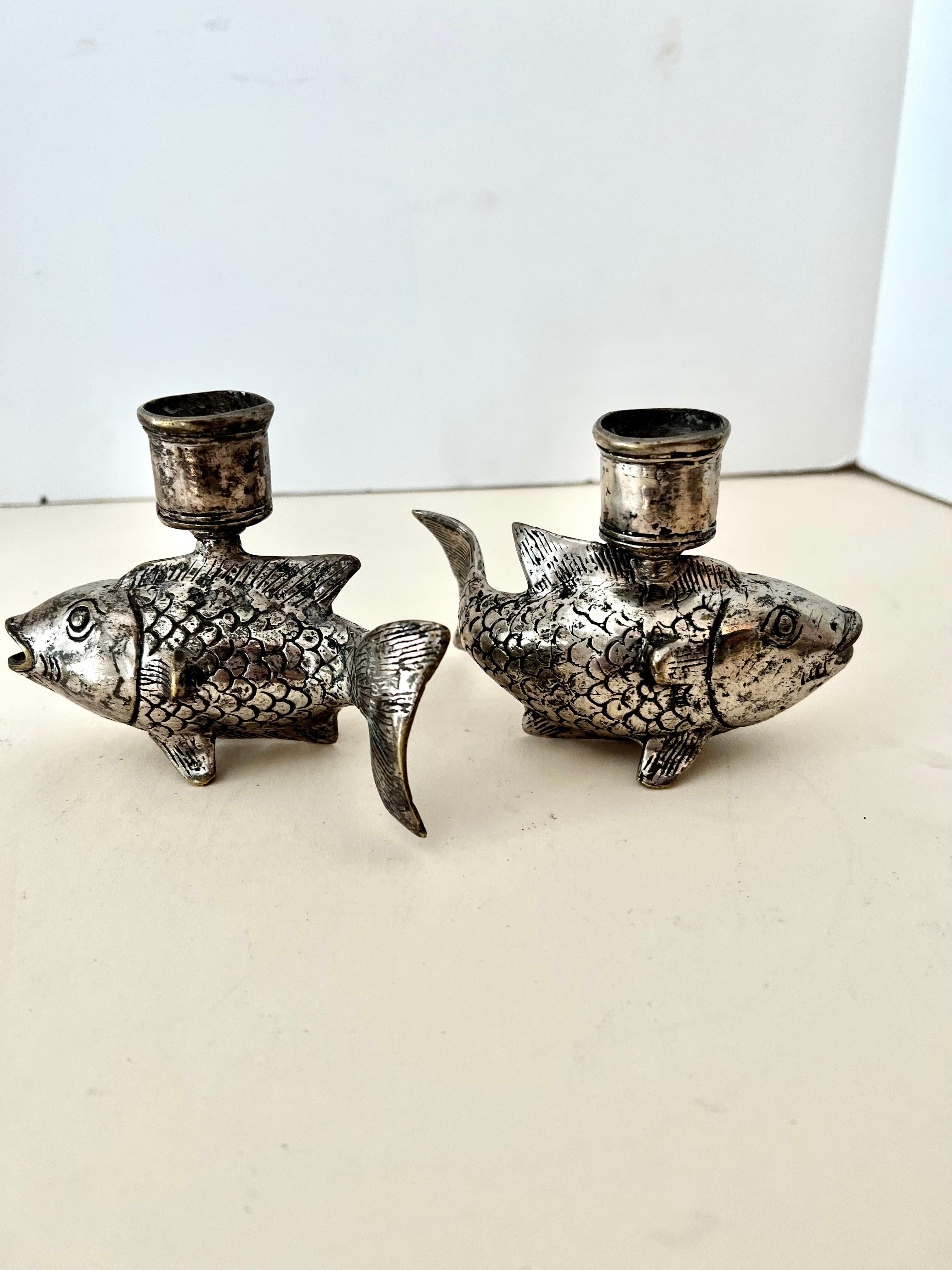 Pair of Silver Plate Koi Fish Candlesticks 4