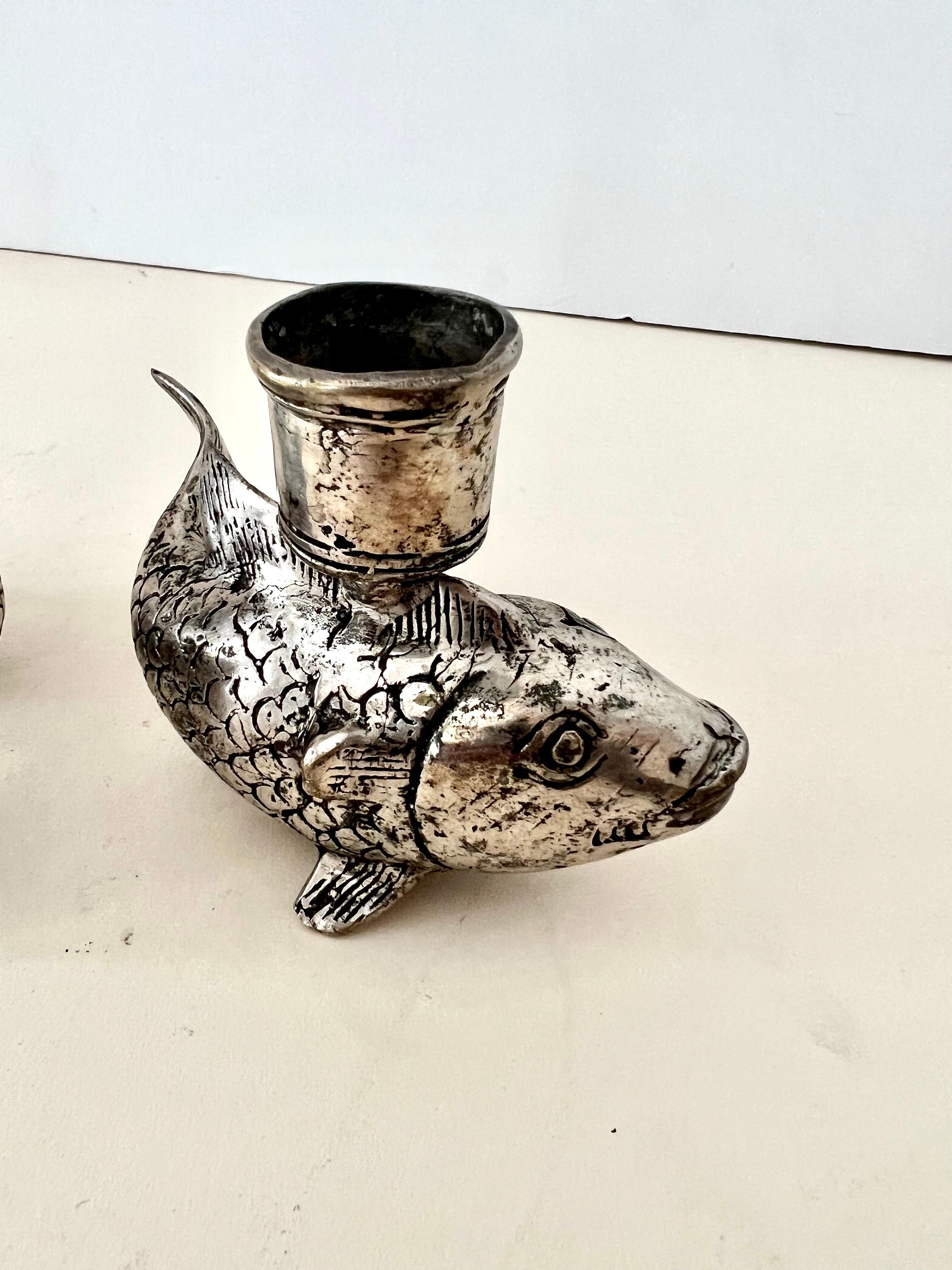 Pair of Silver Plate Koi Fish Candlesticks 5