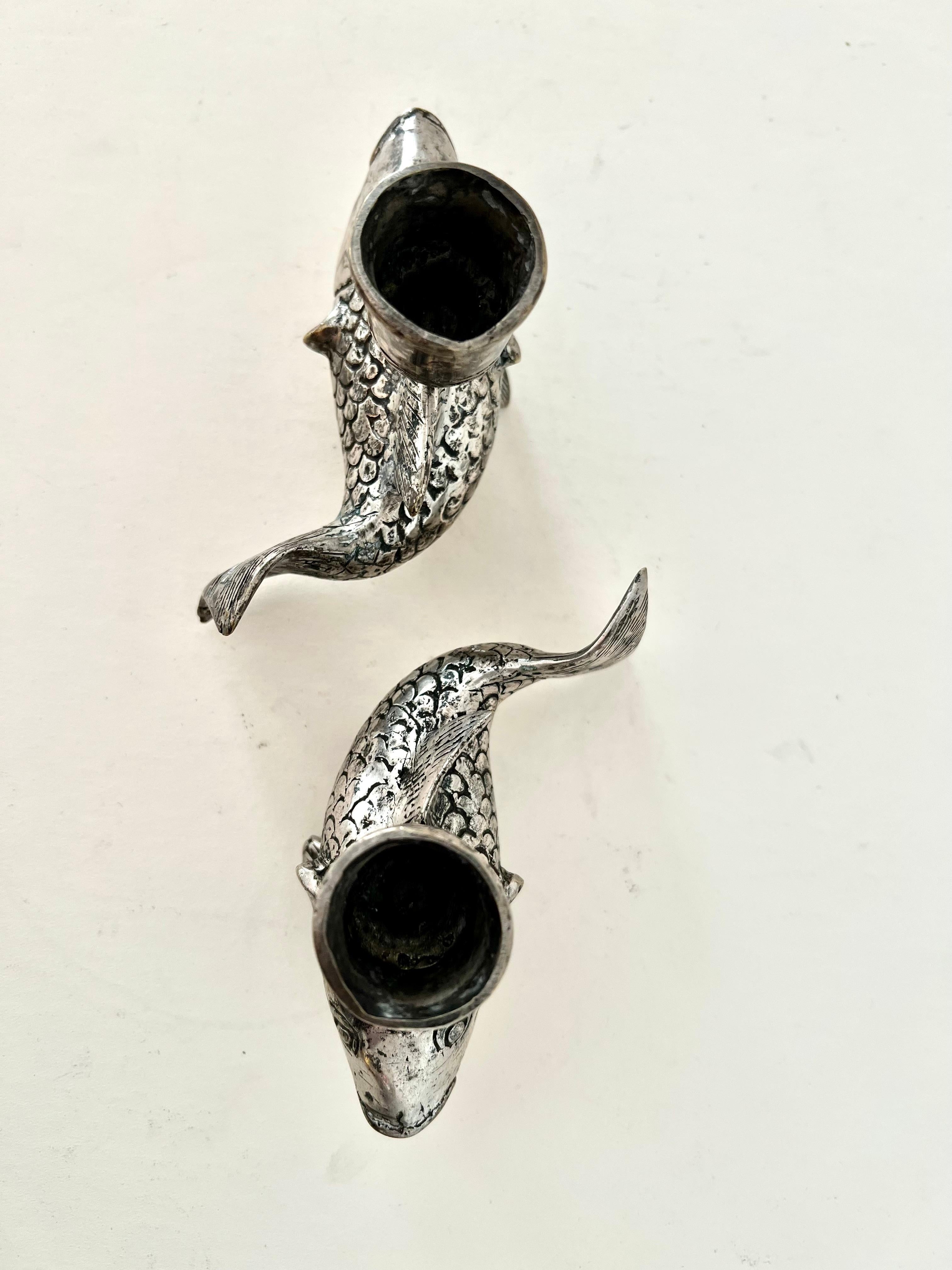 Pair of Silver Plate Koi Fish Candlesticks 6