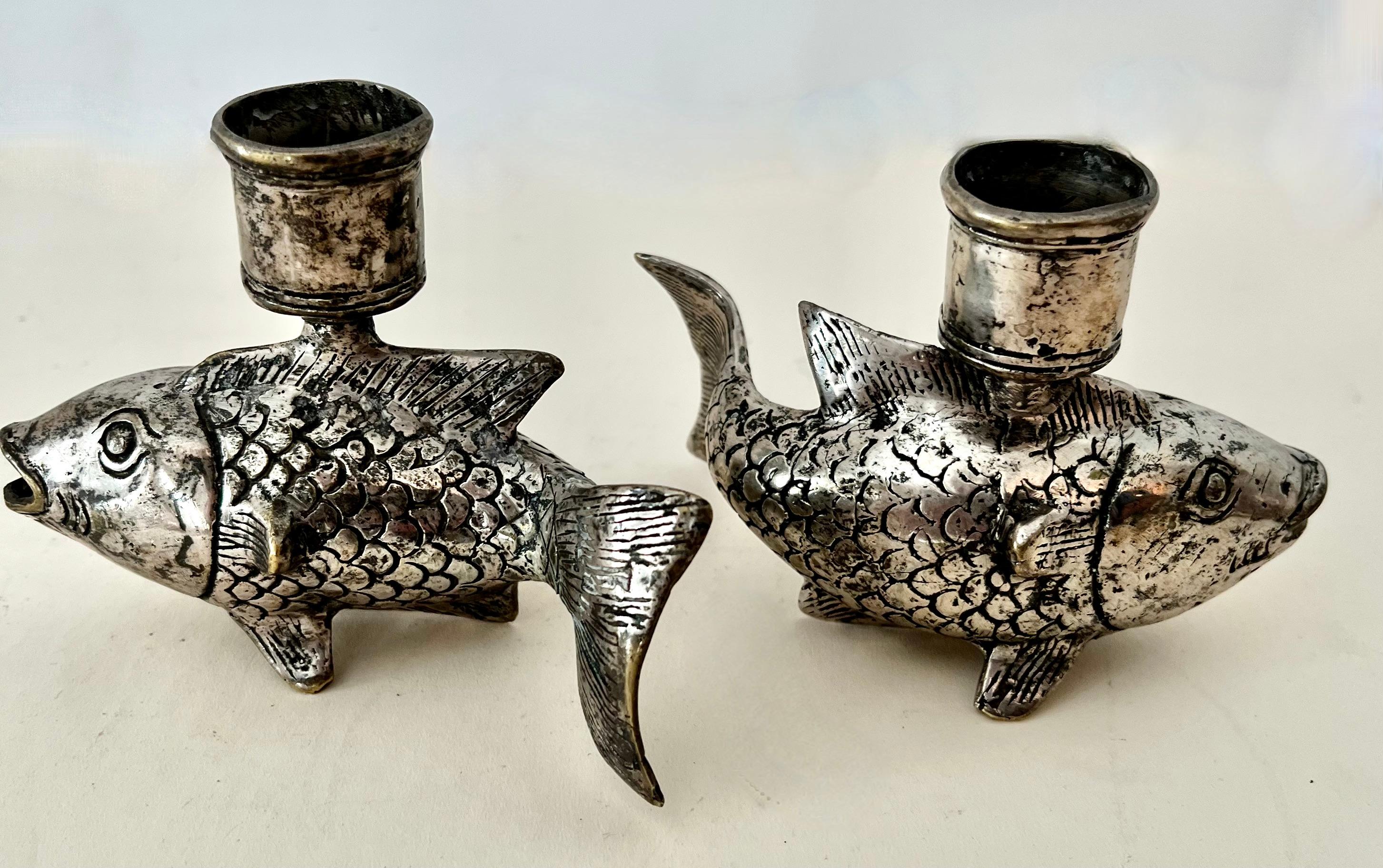 Pair of Silver Plate Koi Fish Candlesticks 3