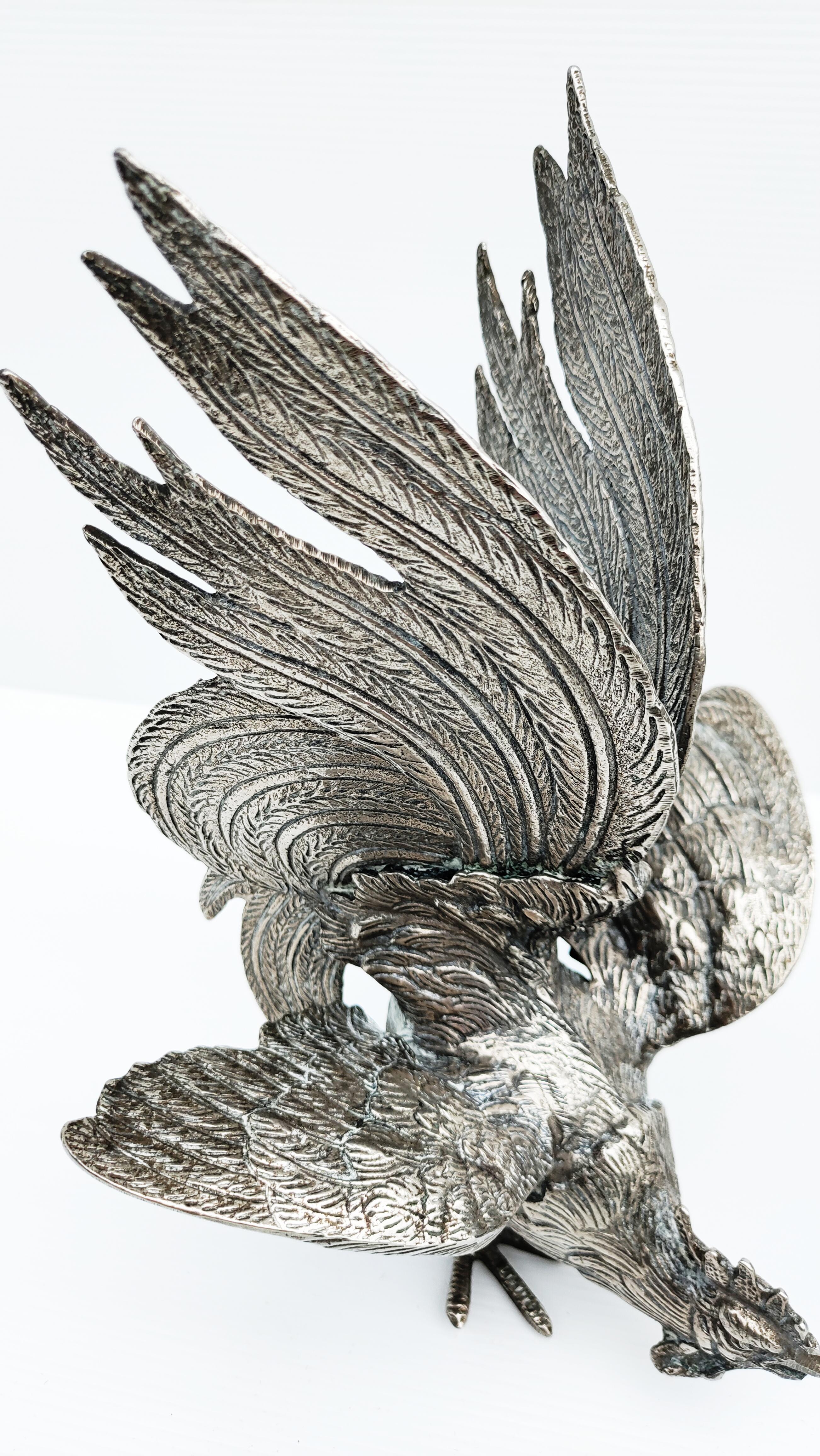 Pair of Silver Plate Roosters, France, 1960s For Sale 1