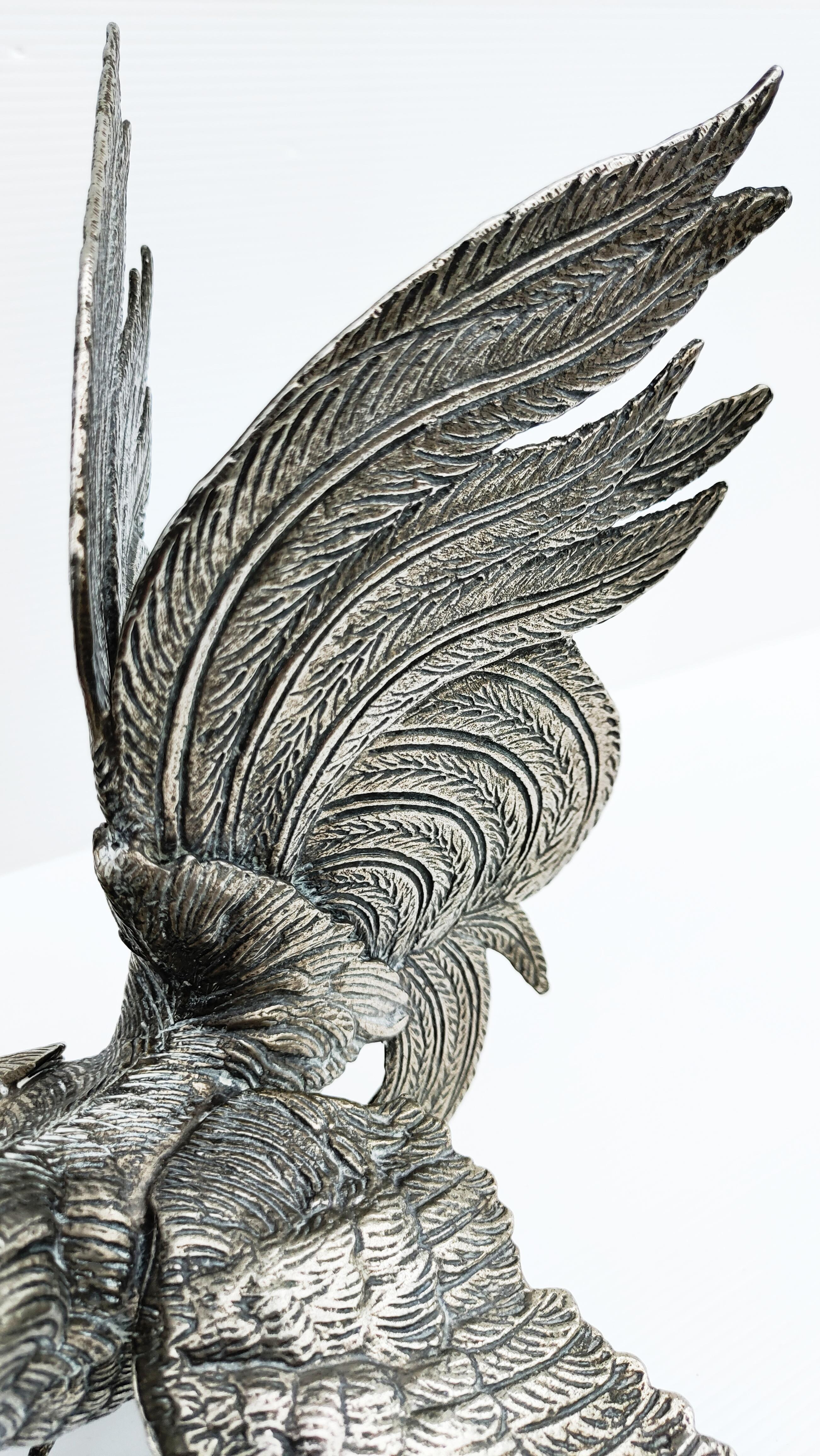 Pair of Silver Plate Roosters, France, 1960s For Sale 2