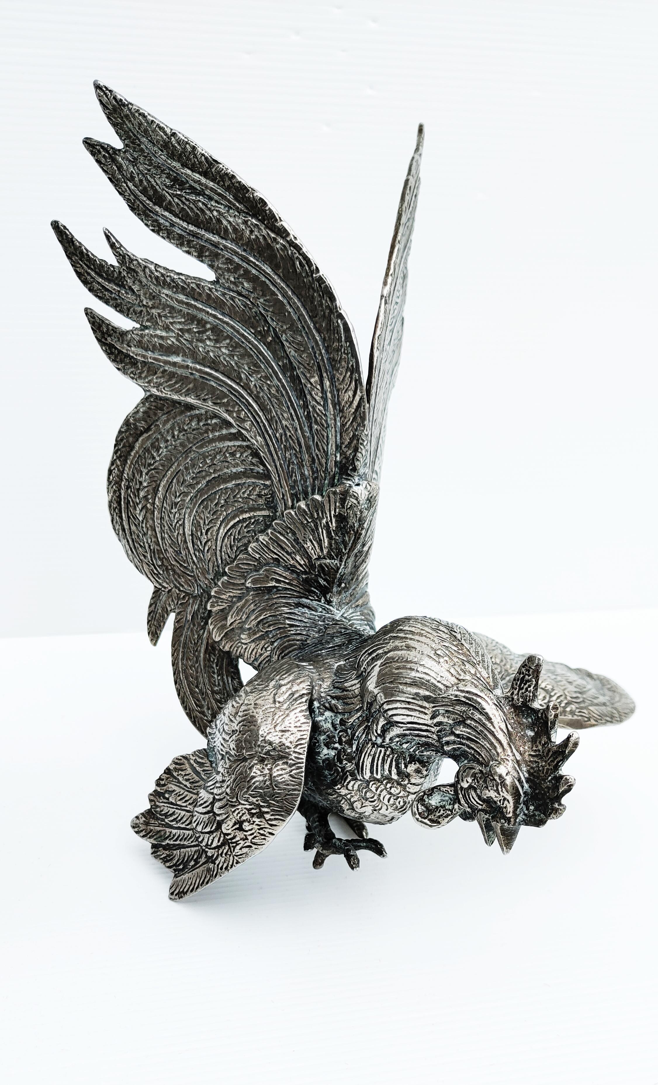Pair of Silver Plate Roosters, France, 1960s For Sale 4