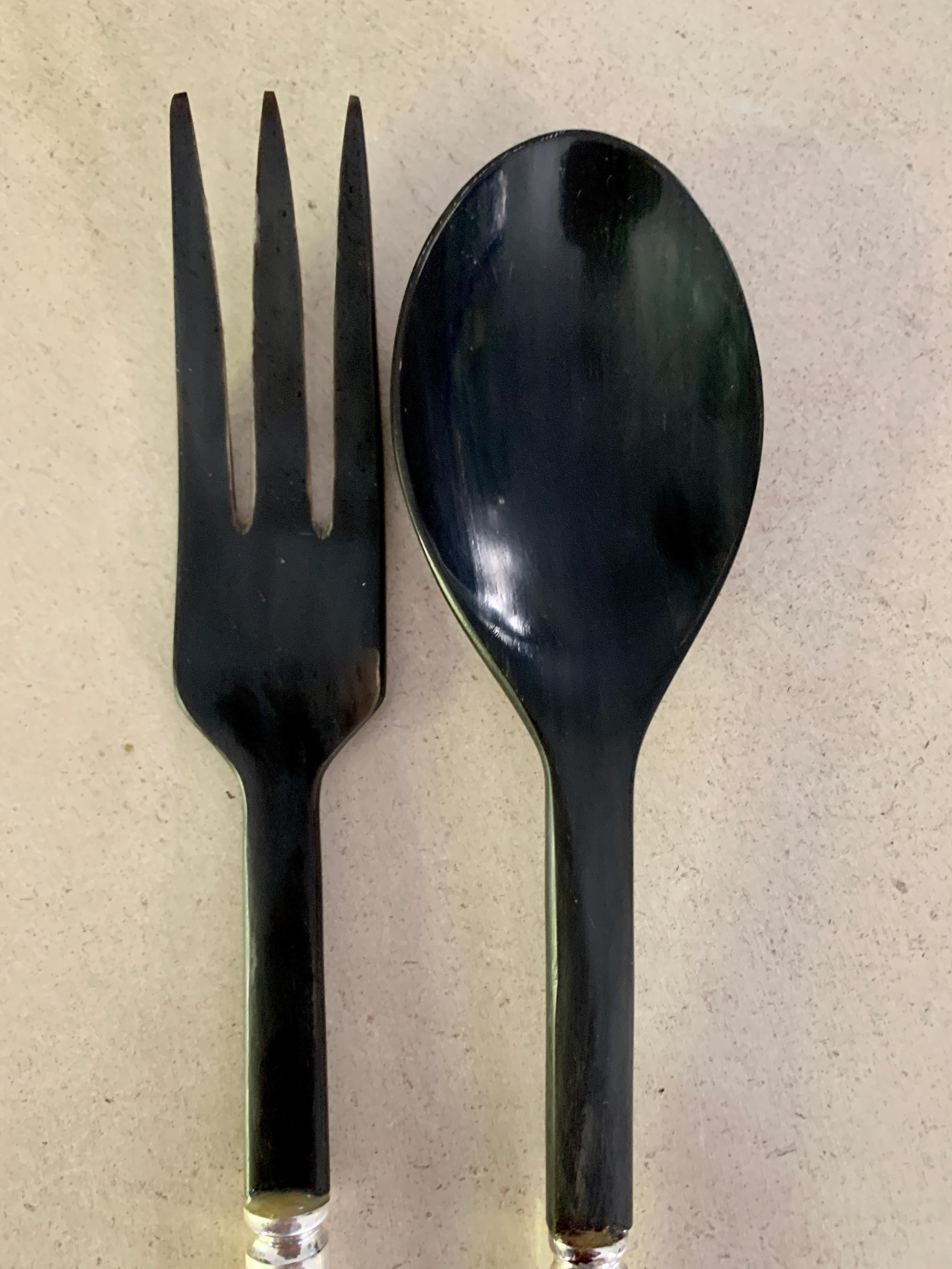 Mid-Century Modern Pair of Silver Plate Salad Servers For Sale
