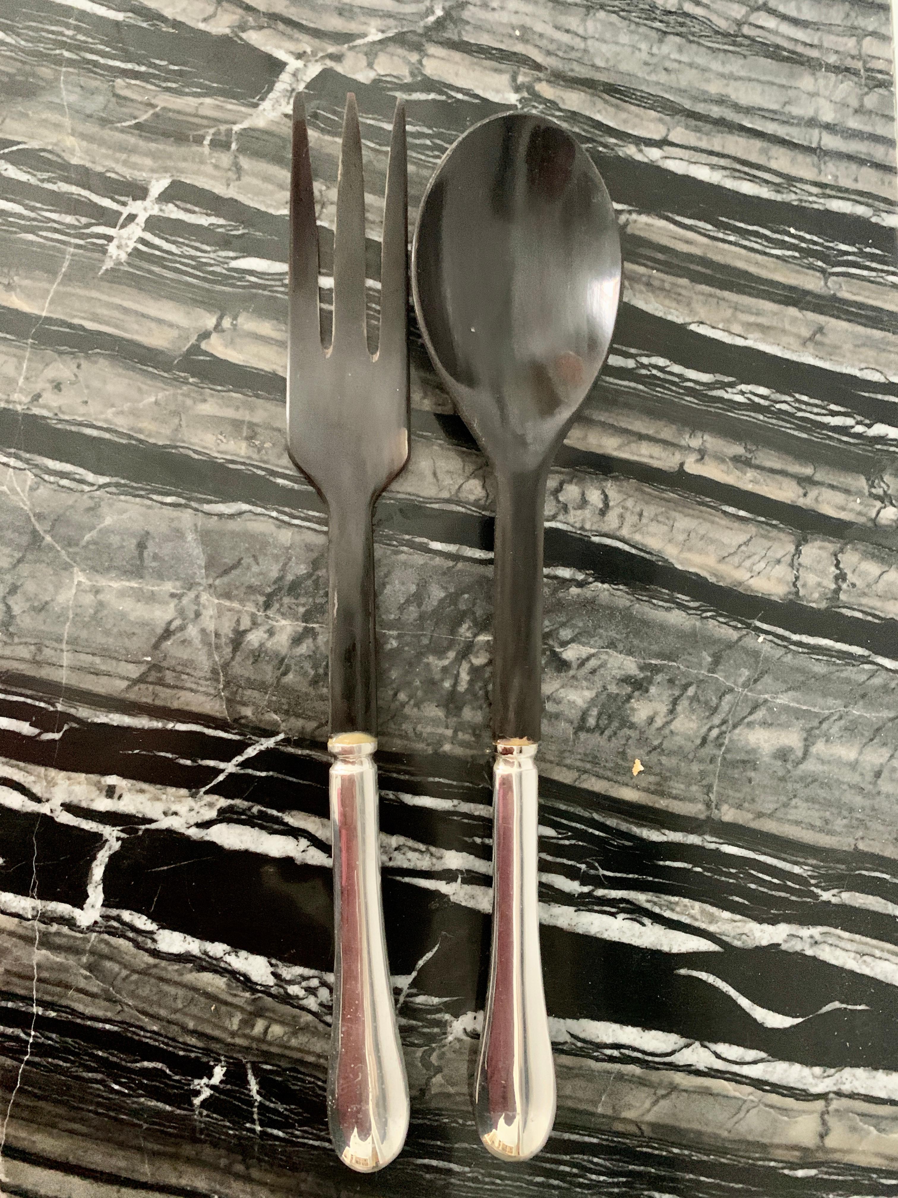 20th Century Pair of Silver Plate Salad Servers For Sale