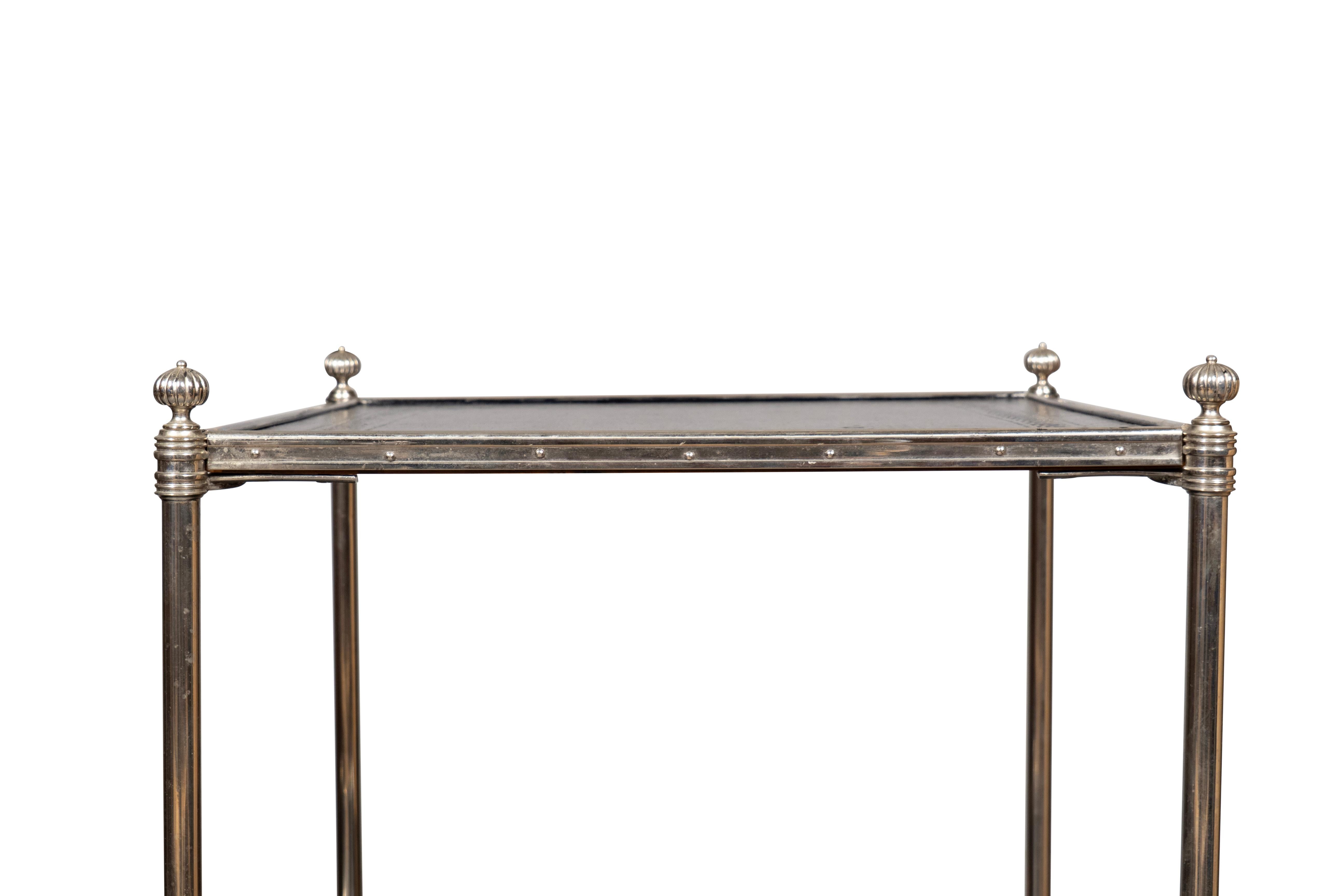 Pair Of Silver Plated And Leather End Tables 5