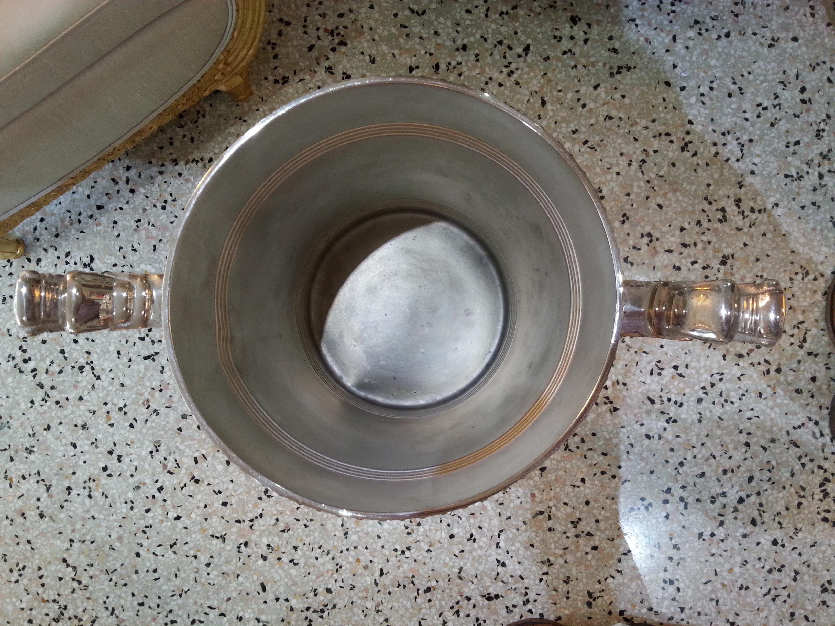 Pair of Silver Plated Art Deco Champagne Buckets with Stands 2