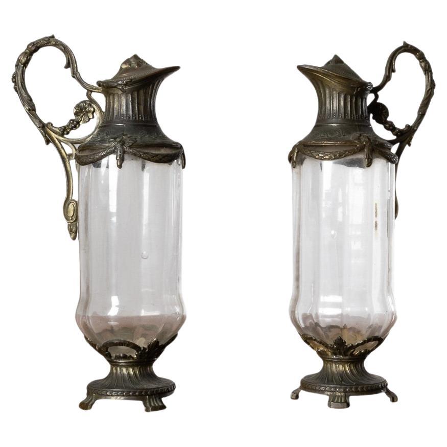 Pair of Silver Plated Art Nouveau Claret Jugs, 20th Century For Sale