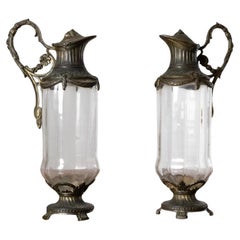 Pair of Silver Plated Art Nouveau Claret Jugs, 20th Century