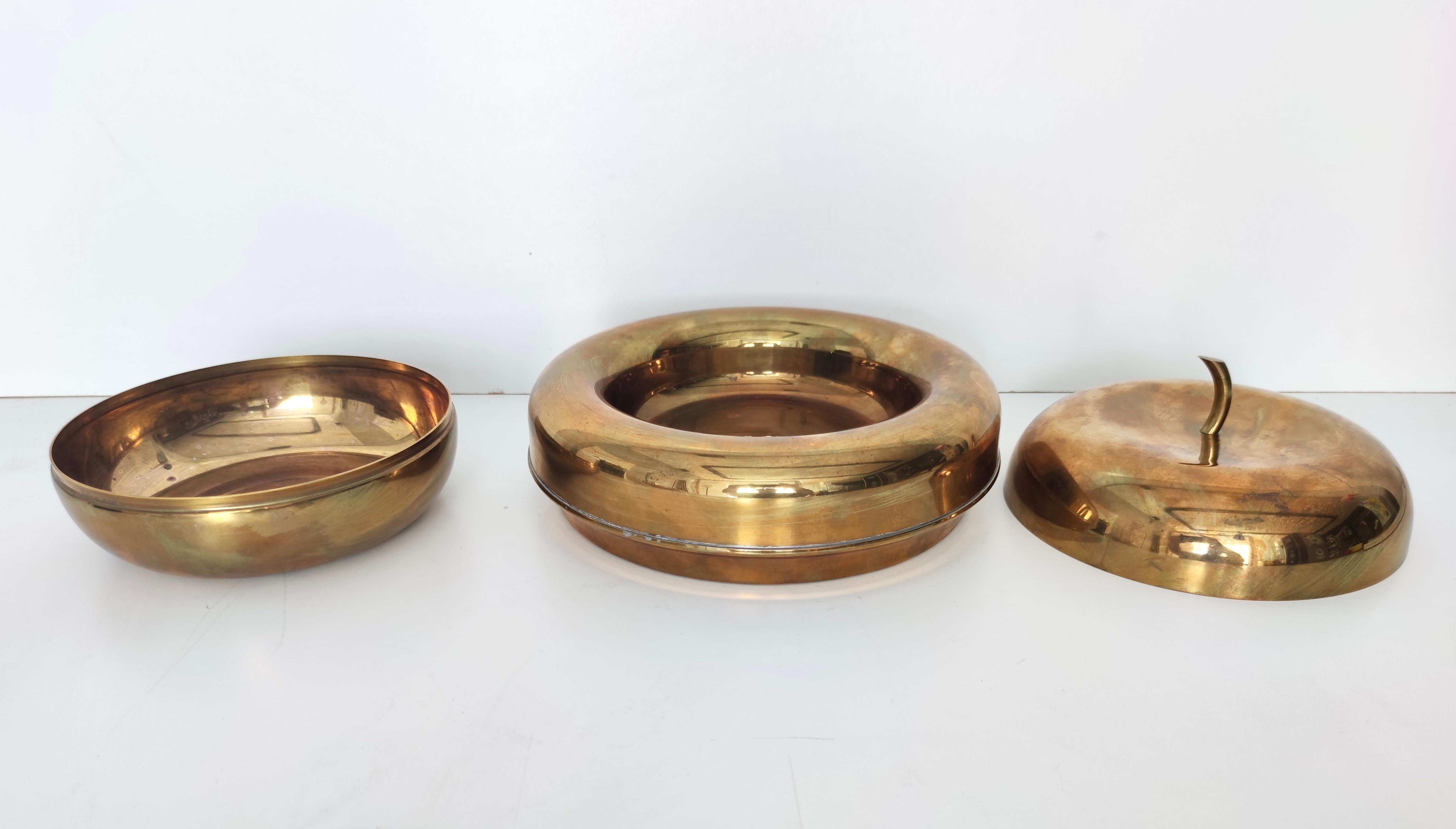 Paire de cendriers / Vide-Poche et boîte de rangement en laiton plaqué argent de Casa Padrino Excellent état à Bresso, Lombardy