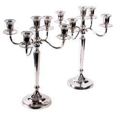 Pair of Silver Plated Bronze Candlesticks