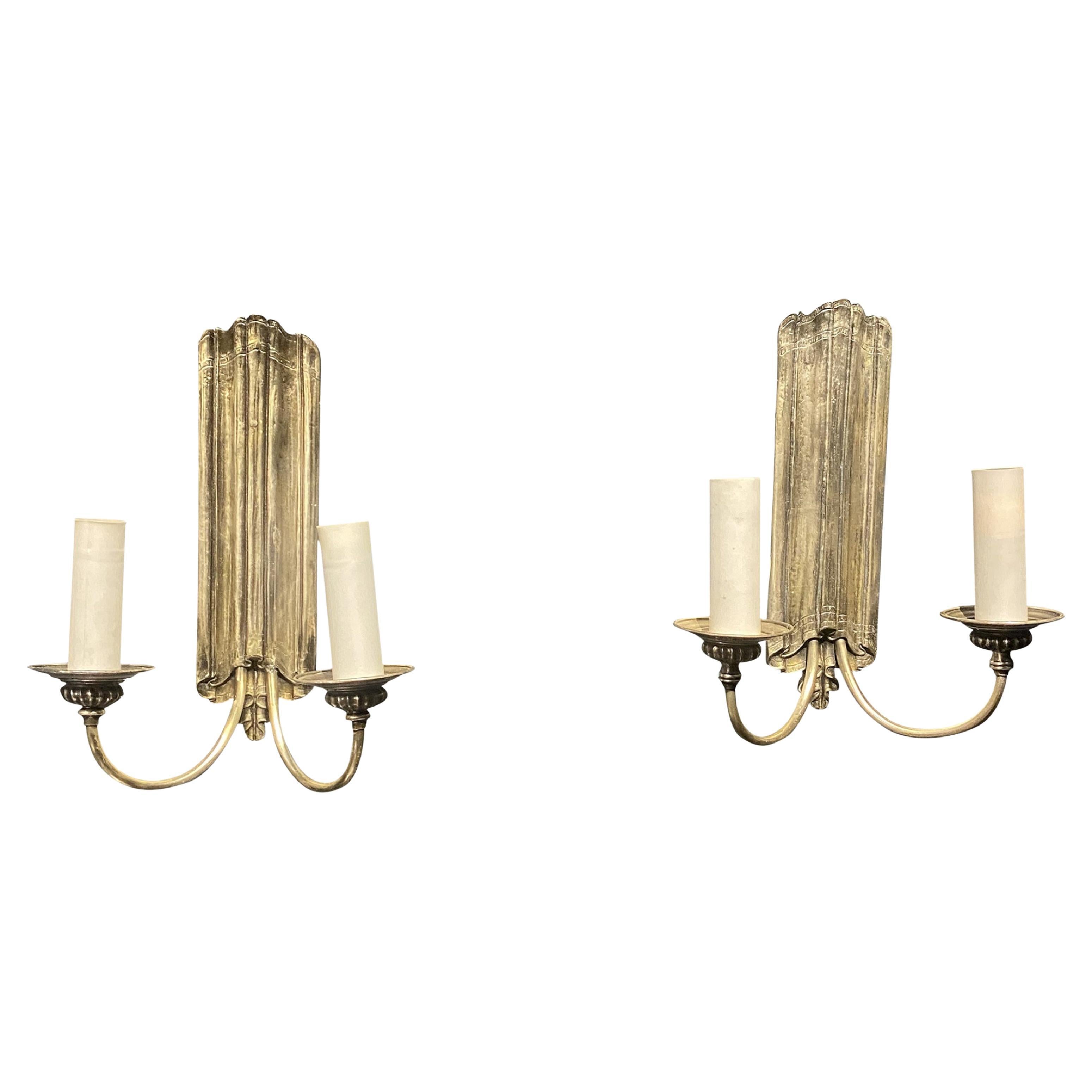 Pair of Silver Plated Caldwell Sconces, Circa 1920s
