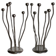 Pareja de candelabros plateados de Mesa, Italia