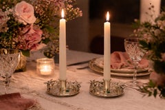 Paire de bougeoirs en métal argenté d'Emilia Castillo, modernisme mexicain