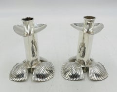 Pair of Silver Plated Candle Holders by Emilia Castillo, Mexican Modernism