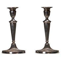 Antique Pair of silver-plated candlestick holders, 1920s