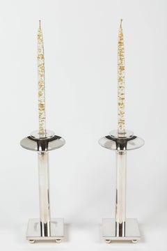 Pair of Silver Plated Candlesticks by Richard Meier for Swid Powell