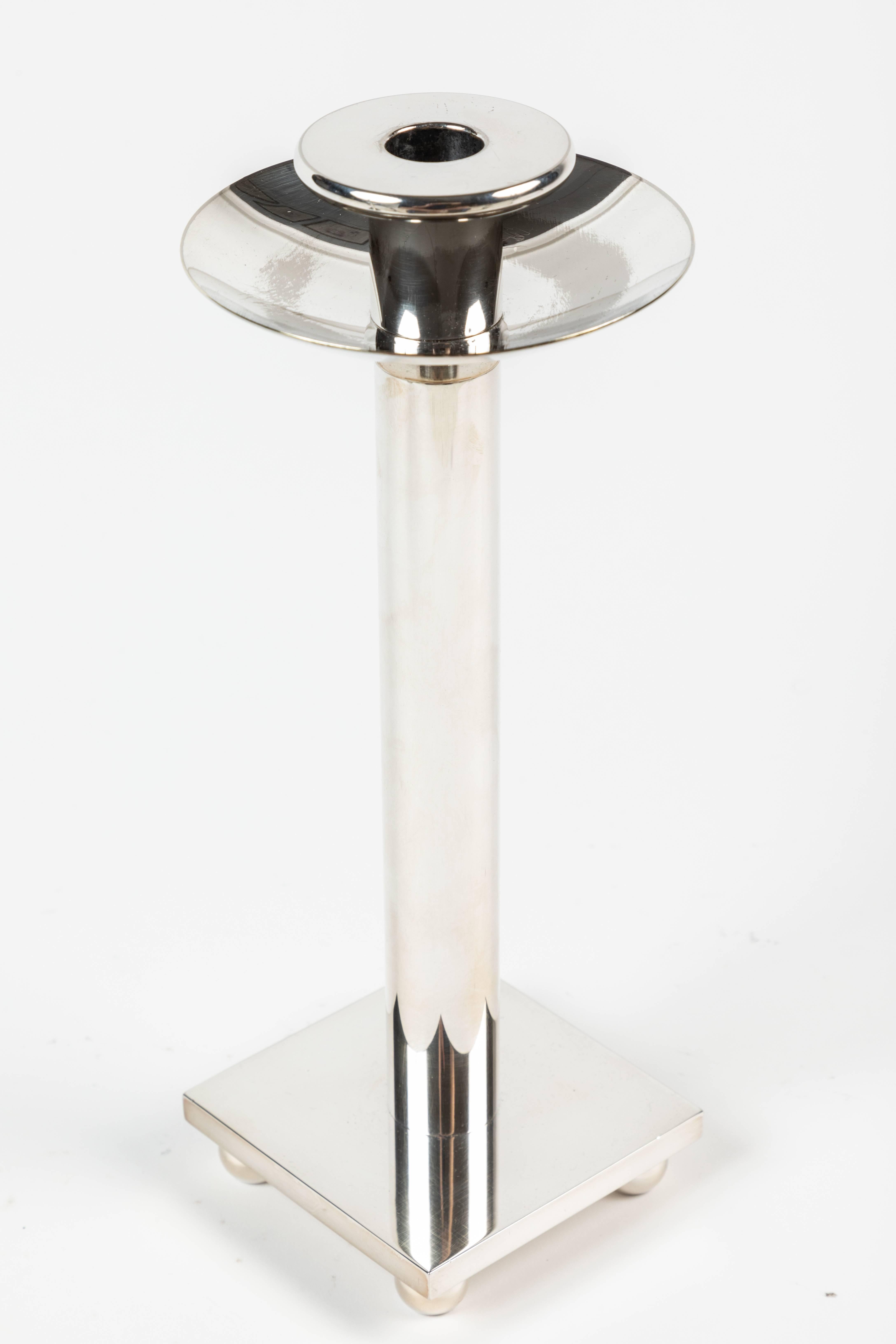 Pair of Silver Plated Candlesticks by Richard Meier for Swid Powell 3