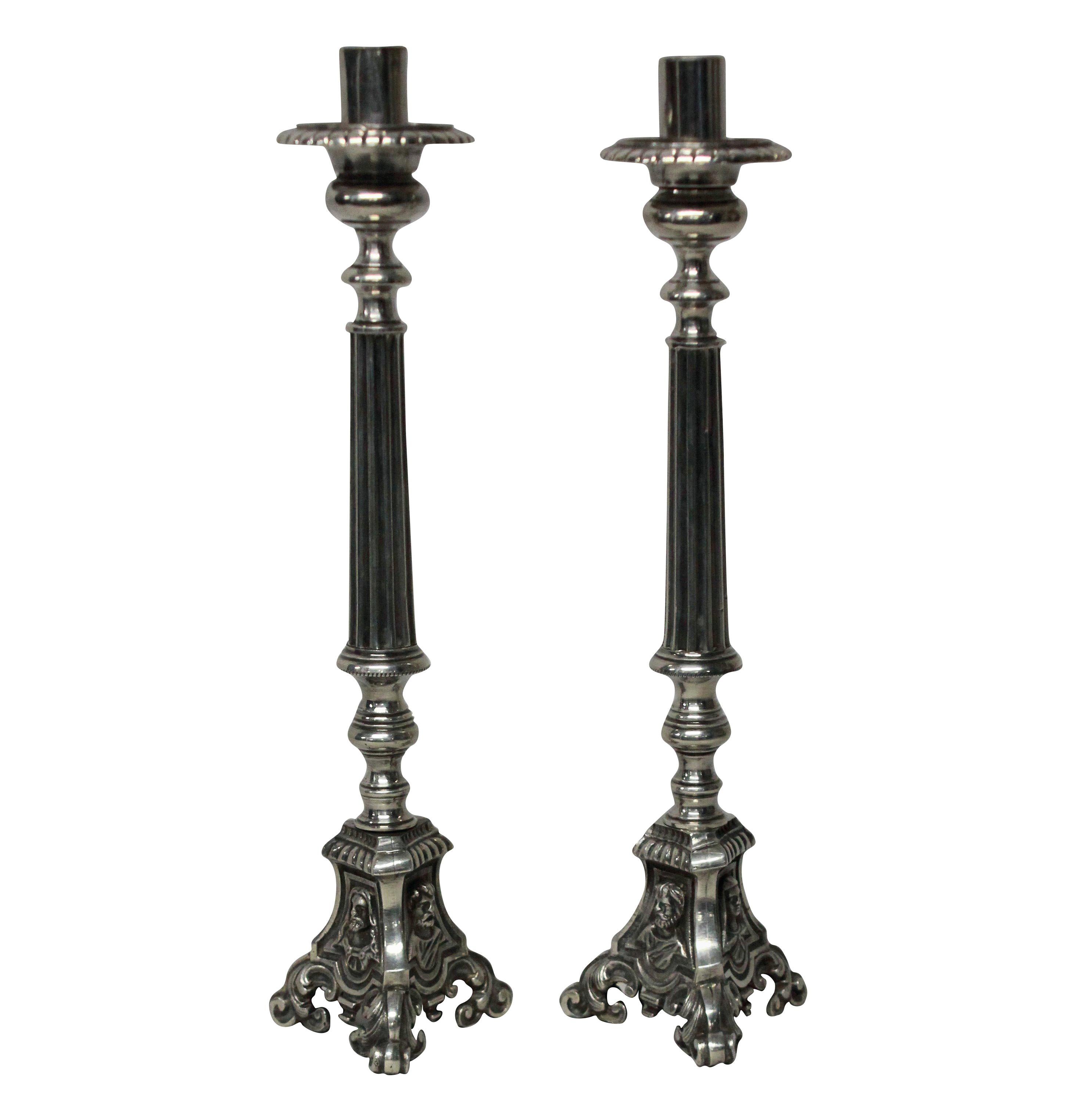 Pair of Silver Plated Candlesticks In Good Condition In London, GB