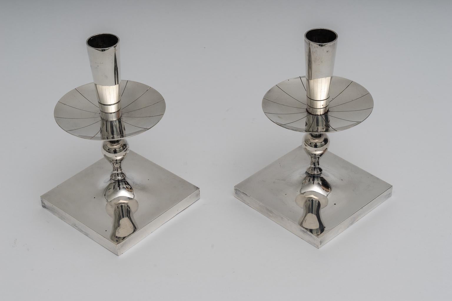 Pair of Silver Plated Candlesticks In Good Condition In West Palm Beach, FL
